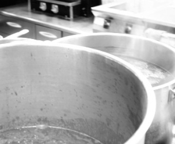 pots boiling in restaurant kitchen pots in pro kitchen