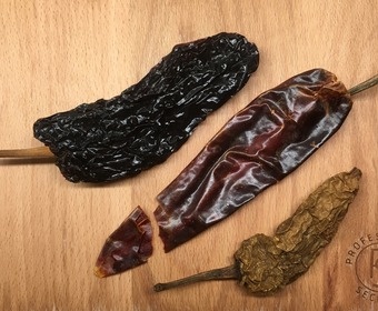 Dried, smoked chili peppers PS
