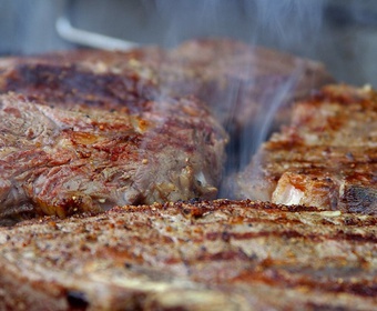 entrecote steaks on grill PS